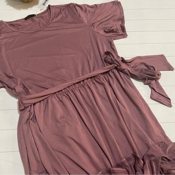NWT Dusty‎ Purple Short Sleeve Faux Wrap Ruffle Midi Dress Women’s Size XXL - Picture 2 of 12